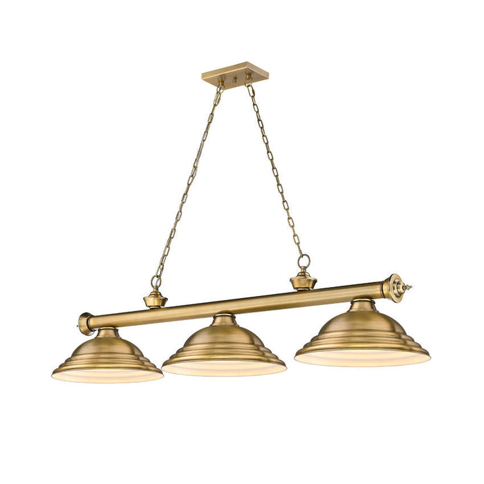 Z-Lite Cordon Rubbed Brass 3 Light Billiard 2306-3RB-SRB | theLightShop