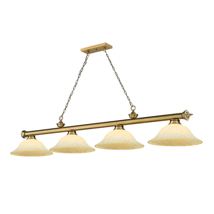 Z-Lite Cordon Rubbed Brass 4 Light Billiard 2306-4RB-GM16 | theLightShop