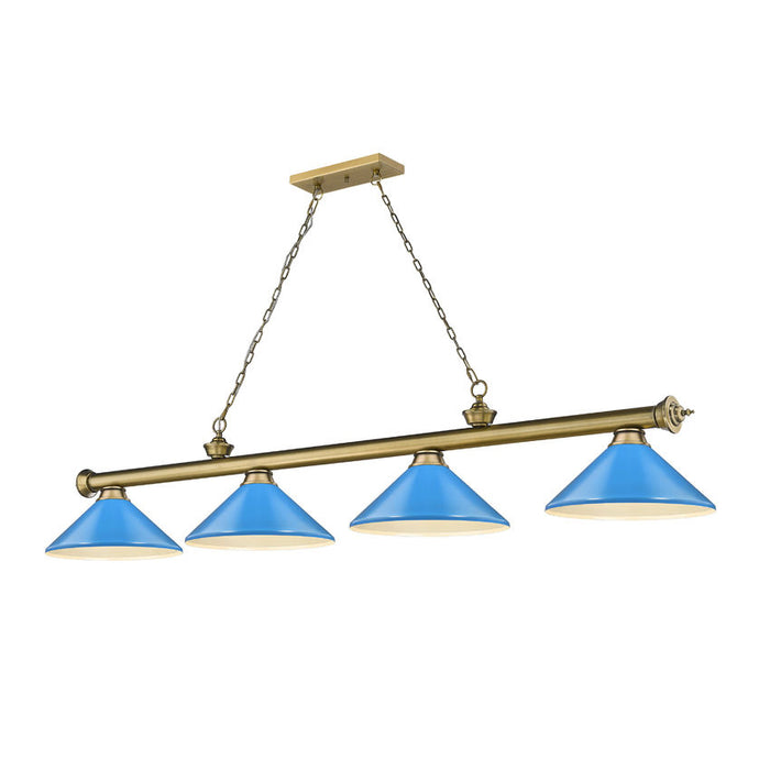 Z-Lite Cordon Rubbed Brass 4 Light Billiard 2306-4RB-MEB | theLightShop