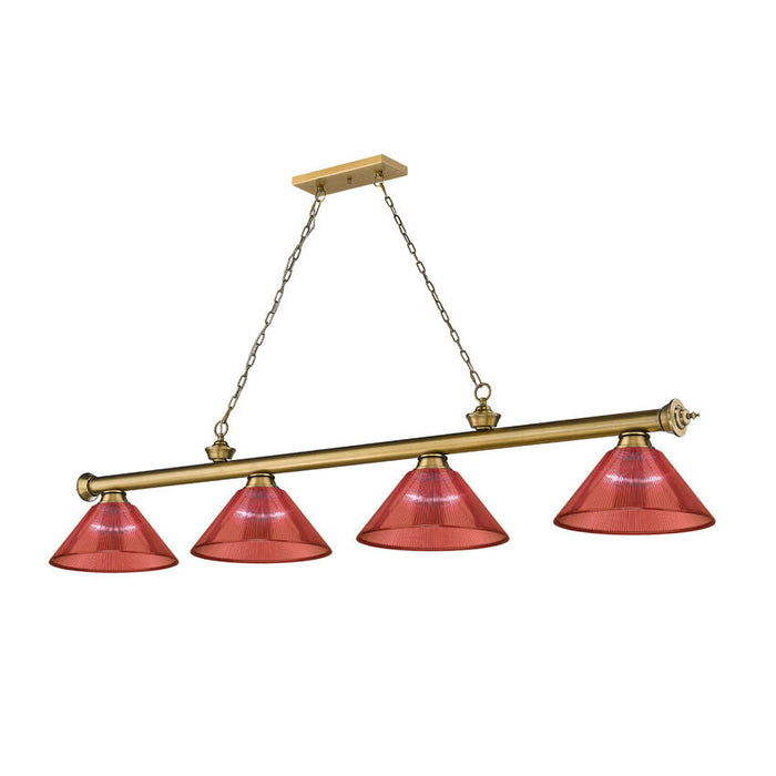 Z-Lite Cordon Rubbed Brass 4 Light Billiard 2306-4RB-PRD | theLightShop