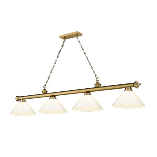 Z-Lite Cordon Rubbed Brass 4 Light Billiard 2306-4RB-PWH | theLightShop