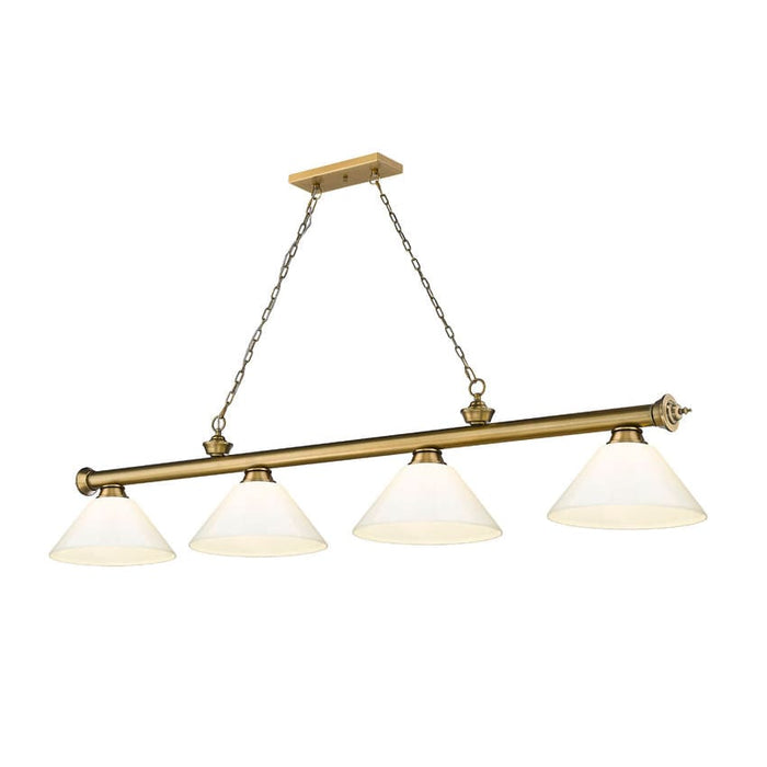 Z-Lite Cordon Rubbed Brass 4 Light Billiard 2306-4RB-PWH | theLightShop