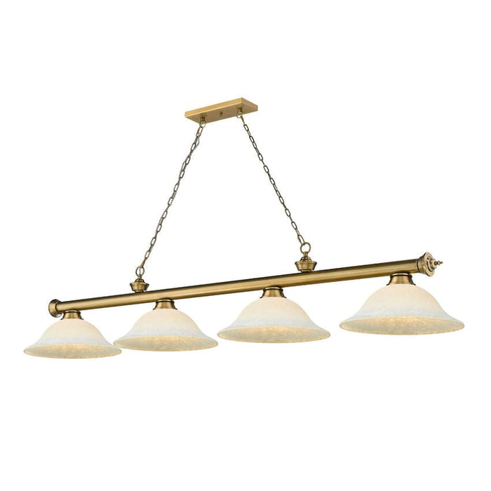 Z-Lite Cordon Rubbed Brass 4 Light Billiard 2306-4RB-WM16 | theLightShop