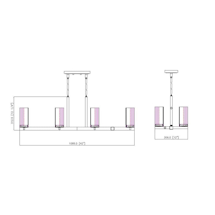 Z-Lite Danica Linear Chandelier Matte Black 8 Light 3044-8L-MB | theLightShop