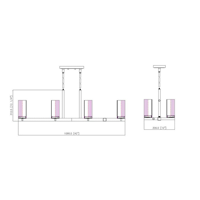 Z-Lite Danica Linear Chandelier Modern Gold 8 Light 3044-8L-MGLD | theLightShop