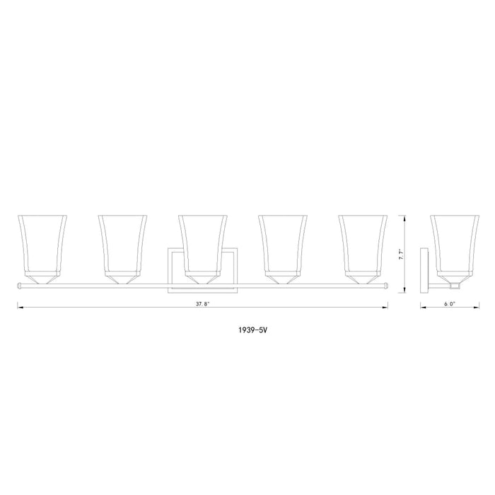 Z-Lite Darcy Brushed Nickel 5 Light Vanity 1939-5V-BN | theLightShop