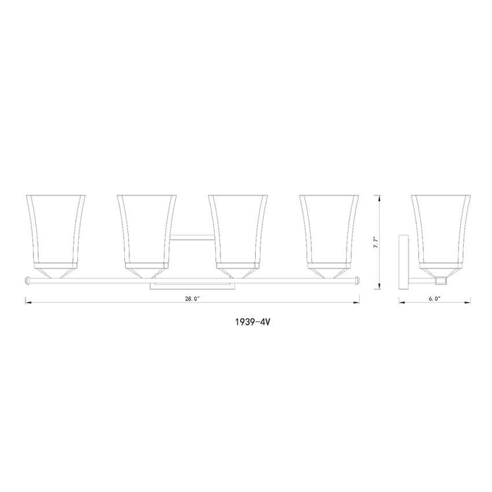 Z-Lite Darcy Matte Black 4 Light Vanity 1939-4V-MB | theLightShop