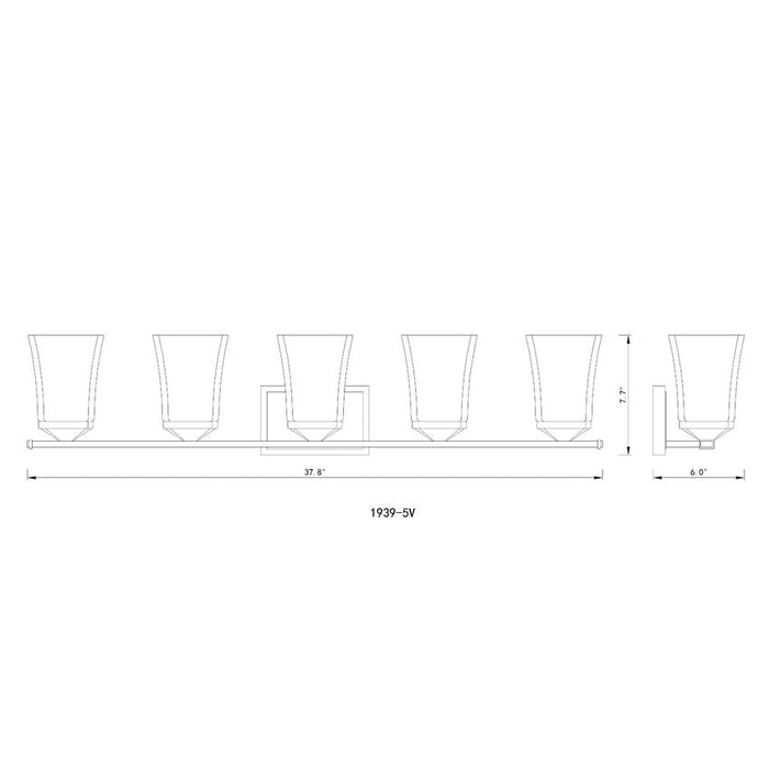 Z-Lite Darcy Matte Black 5 Light Vanity 1939-5V-MB | theLightShop