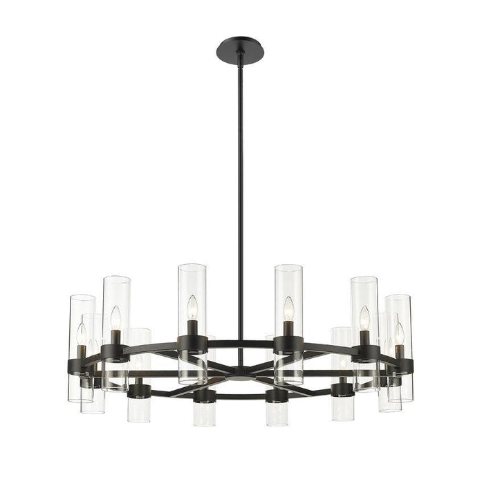 Z-Lite Datus Matte Black Chandelier 4008-12MB | theLightShop