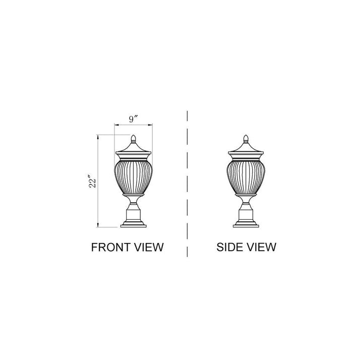 Z-Lite Davina Outdoor Pier Mounted Fixture Black 3 Light 5016PHMR-533PM-BK | theLightShop