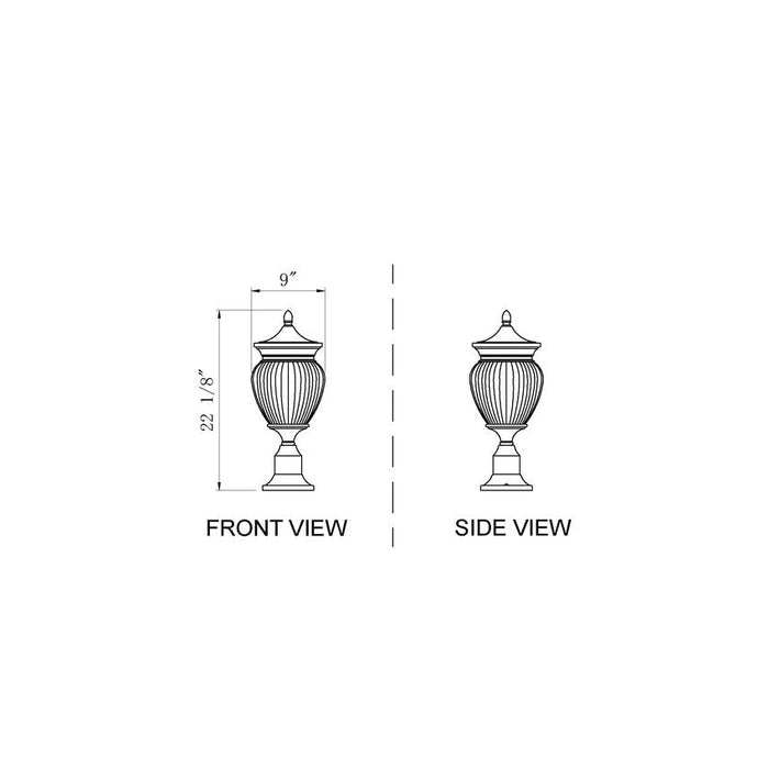 Z-Lite Davina Outdoor Pier Mounted Fixture Black 3 Light 5016PHMR-553PM-BK | theLightShop