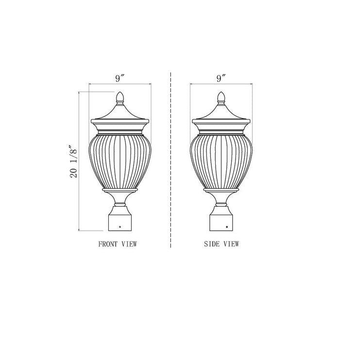 Z-Lite Davina Outdoor Post Mount Fixture Black 3 Light 5016PHMR-BK | theLightShop