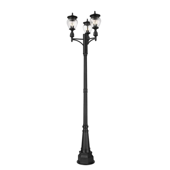 Z-Lite Davina Outdoor Post Mounted Fixture Black 3 Light 5016PHMR-3-564P-BK | theLightShop