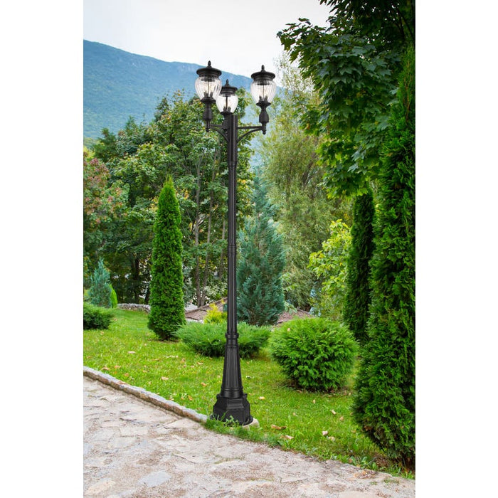 Z-Lite Davina Outdoor Post Mounted Fixture Black 3 Light 5016PHMR-3-564P-BK | theLightShop