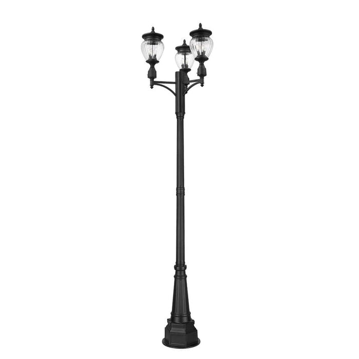 Z-Lite Davina Outdoor Post Mounted Fixture Black 3 Light 5016PHMR-3-564P-BK | theLightShop