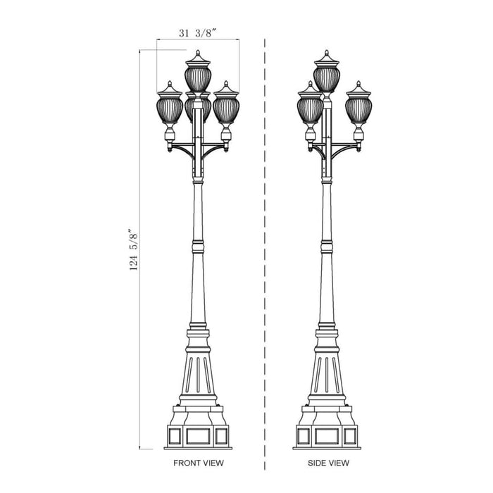Z-Lite Davina Outdoor Post Mounted Fixture Black 3 Light 5016PHMR-4-564P-BK | theLightShop