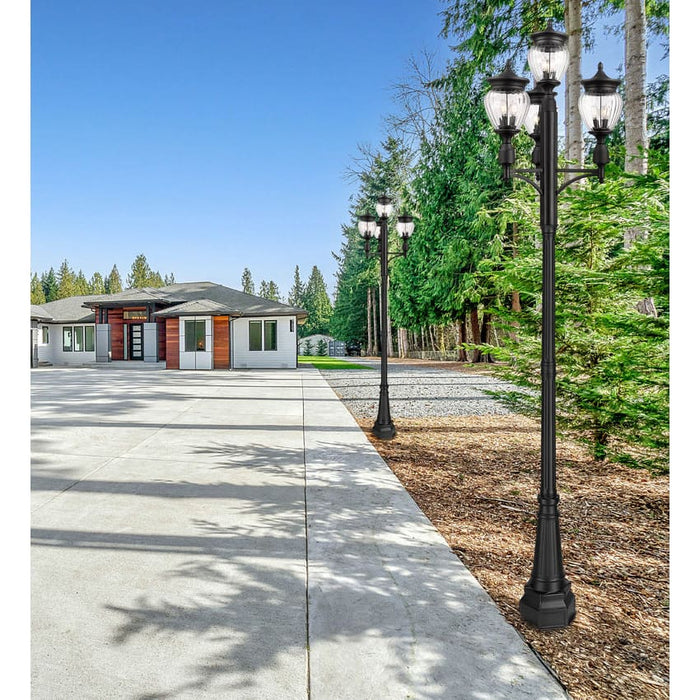 Z-Lite Davina Outdoor Post Mounted Fixture Black 3 Light 5016PHMR-4-564P-BK | theLightShop