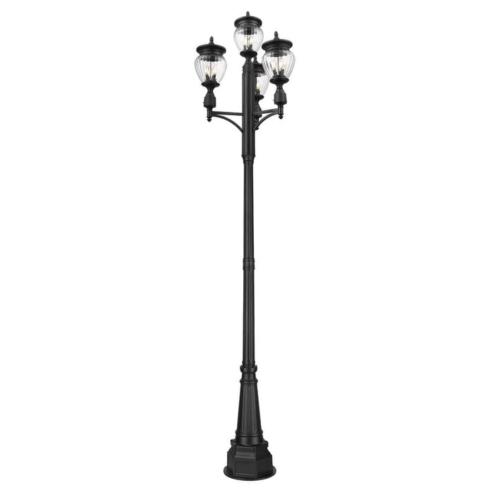 Z-Lite Davina Outdoor Post Mounted Fixture Black 3 Light 5016PHMR-4-564P-BK | theLightShop