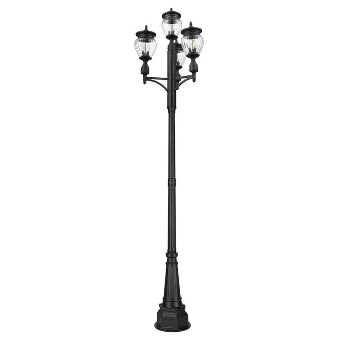 Z-Lite Davina Outdoor Post Mounted Fixture Black 3 Light 5016PHMR-4-564P-BK | theLightShop