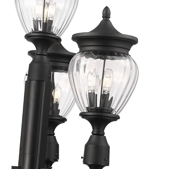Z-Lite Davina Outdoor Post Mounted Fixture Black 3 Light 5016PHMR-4-564P-BK | theLightShop