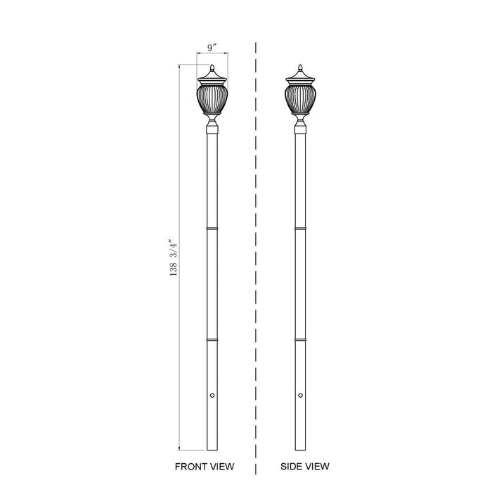 Z-Lite Davina Outdoor Post Mounted Fixture Black 3 Light 5016PHMR-5009P120-BK | theLightShop