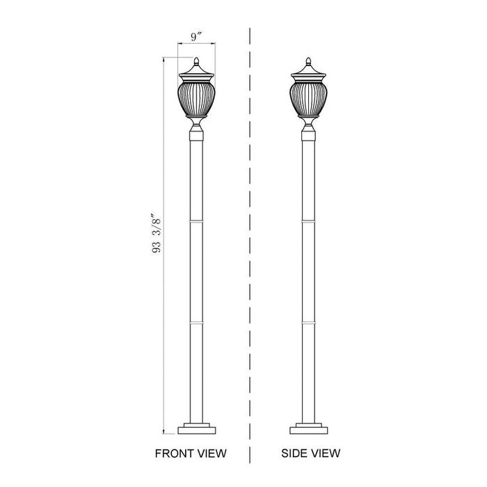 Z-Lite Davina Outdoor Post Mounted Fixture Black 3 Light 5016PHMR-5012P-BK | theLightShop