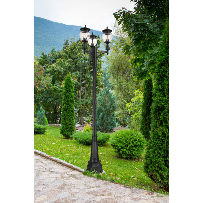 Z-Lite Davina Outdoor Post Mounted Fixture Black 3 Light 5016PHMR-3-564P-BK | theLightShop