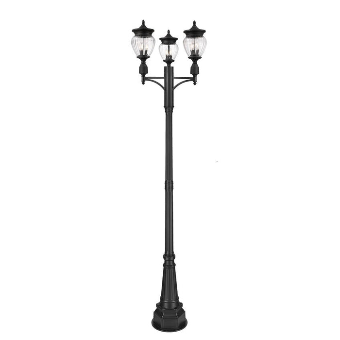 Z-Lite Davina Outdoor Post Mounted Fixture Black 3 Light 5016PHMR-3-564P-BK | theLightShop