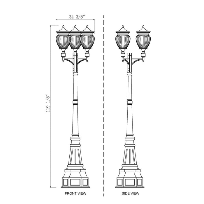 Z-Lite Davina Outdoor Post Mounted Fixture Black 4 Light 5016PHBR-3-564P-BK | theLightShop