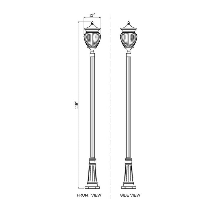 Z-Lite Davina Outdoor Post Mounted Fixture Black 4 Light 5016PHBR-5011P-BK | theLightShop
