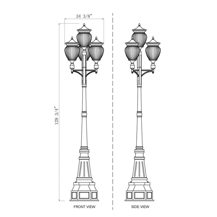 Z-Lite Davina Outdoor Post Mounted Fixture Black 4 Light 5016PHBR-4-564P-BK | theLightShop