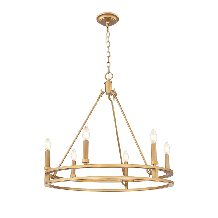 Z-Lite Dennison 6 Light Chandelier - Signature Brass