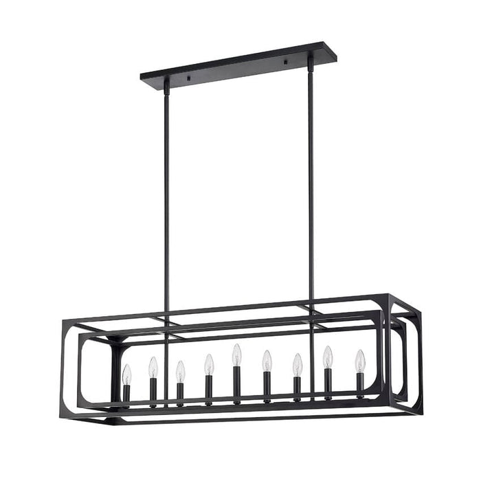 Z-Lite Easton Matte Black 9 Light Island Light 3038-9L-MB | theLightShop