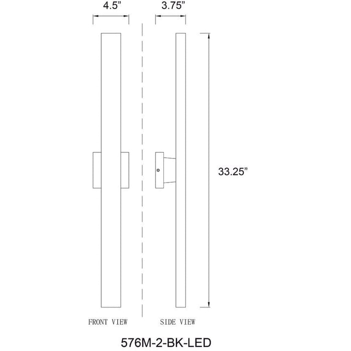 Z-Lite Edge Black LED 2 Light Outdoor Wall Sconce 576M-2-BK-LED | theLightShop