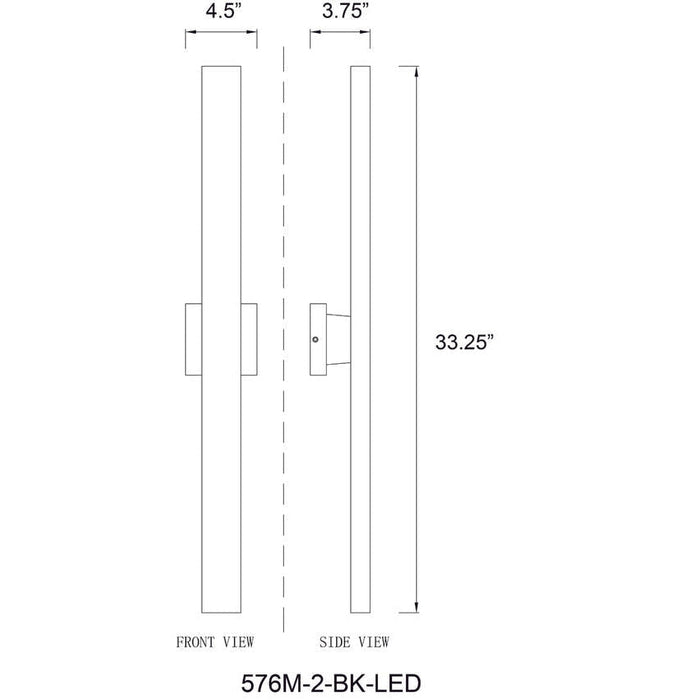 Z-Lite Edge Black LED 2 Light Outdoor Wall Sconce 576M-2-BK-LED - Outdoor Wall Sconces