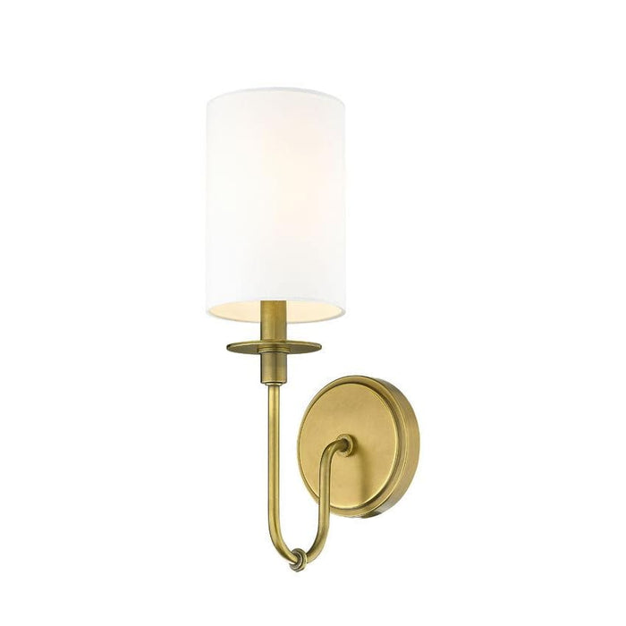 Z-Lite Ella Rubbed Brass Wall Sconce 809-1S-RB-WH | theLightShop