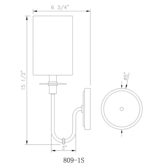 Z-Lite Ella Rubbed Brass Wall Sconce 809-1S-RB-WH | theLightShop