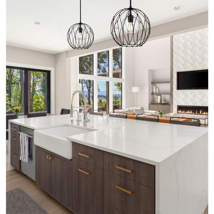 Z-Lite Elle Matte Black 1 Light Pendant 1940P16-MB | theLightShop