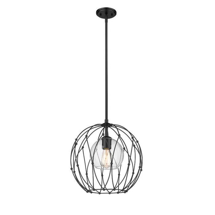 Z-Lite Elle Matte Black 1 Light Pendant 1940P16-MB | theLightShop