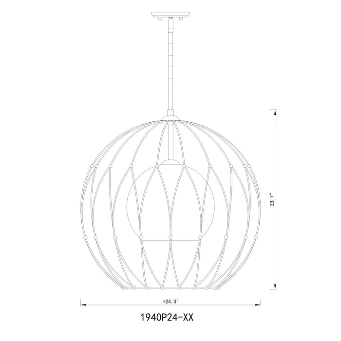 Z-Lite Elle Matte Black 1 Light Pendant 1940P24-MB | theLightShop