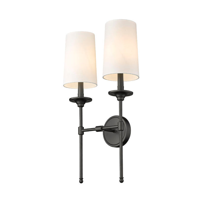 Z-Lite Emily Matte Black 2 Light Wall Sconce 3033-2S-MB | theLightShop