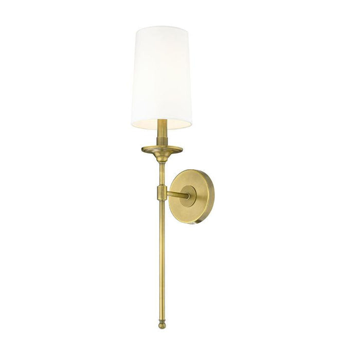 Z-Lite Emily Rubbed Brass Wall Sconce 807-1S-RB-WH | theLightShop