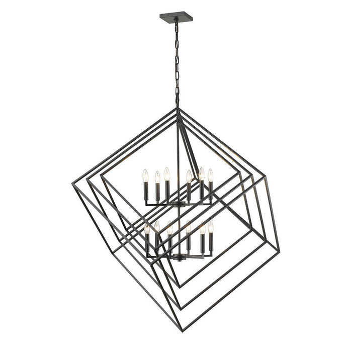 Z-Lite Euclid Matte Black 12 Light Chandelier 457-12MB | theLightShop