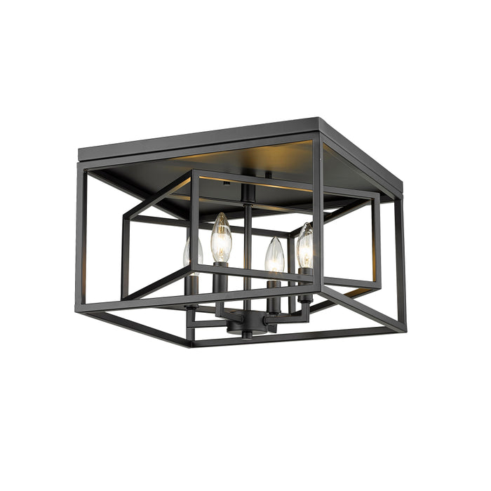 Z-Lite Euclid Matte Black 4 Light Flushmount 457F-MB | theLightShop