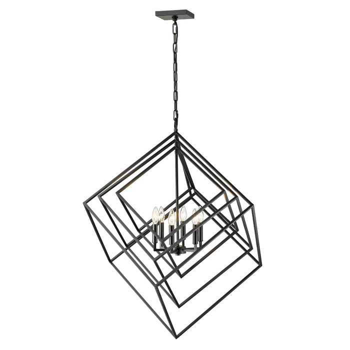 Z-Lite Euclid Matte Black 6 Light Chandelier 457-6MB | theLightShop