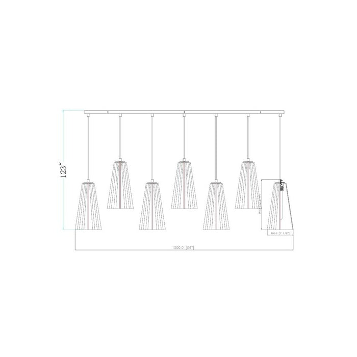 Z-Lite Farrell Linear Pendant Brushed Nickel 7 Light 3043P7-7L-BN | theLightShop