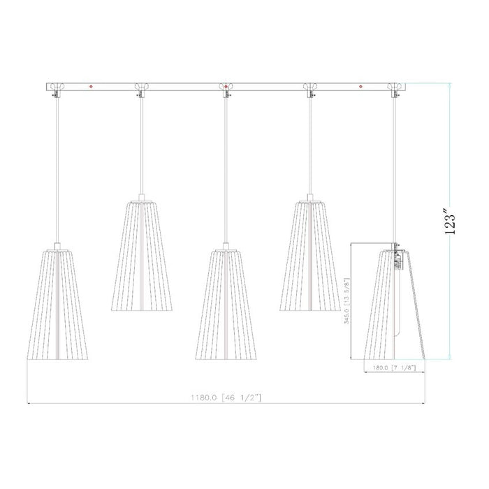 Z-Lite Farrell Linear Pendant Matte Black 5 Light 3043P7-5L-MB | theLightShop