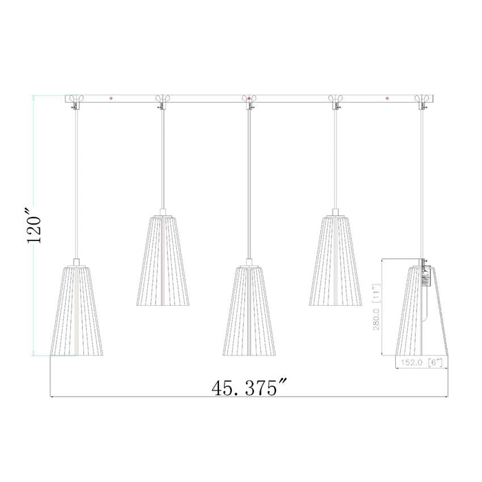 Z-Lite Farrell Linear Pendant Modern Gold 5 Light 3043P6-5L-MGLD | theLightShop