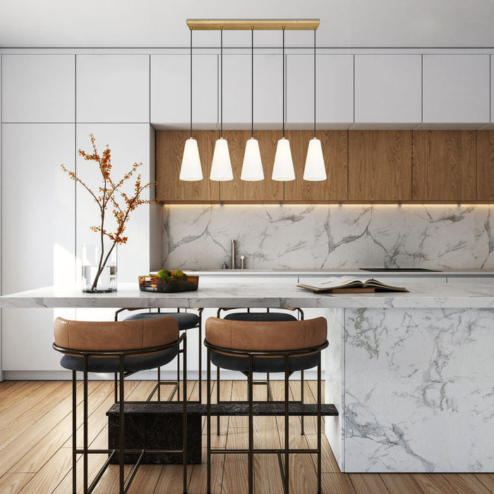 Z-Lite Farrell Linear Pendant Modern Gold 5 Light 3043P6-5L-MGLD | theLightShop