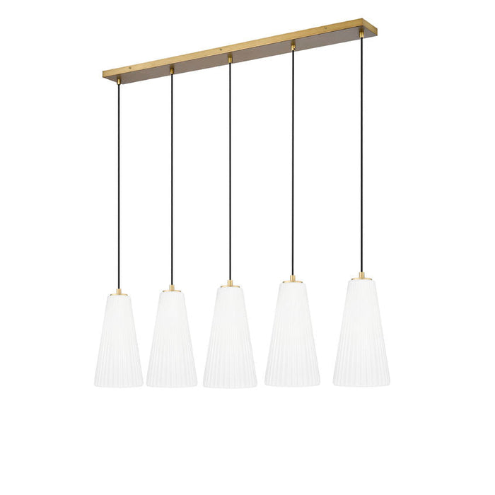 Z-Lite Farrell Linear Pendant Modern Gold 5 Light Round 3043P7-5L-MGLD | theLightShop